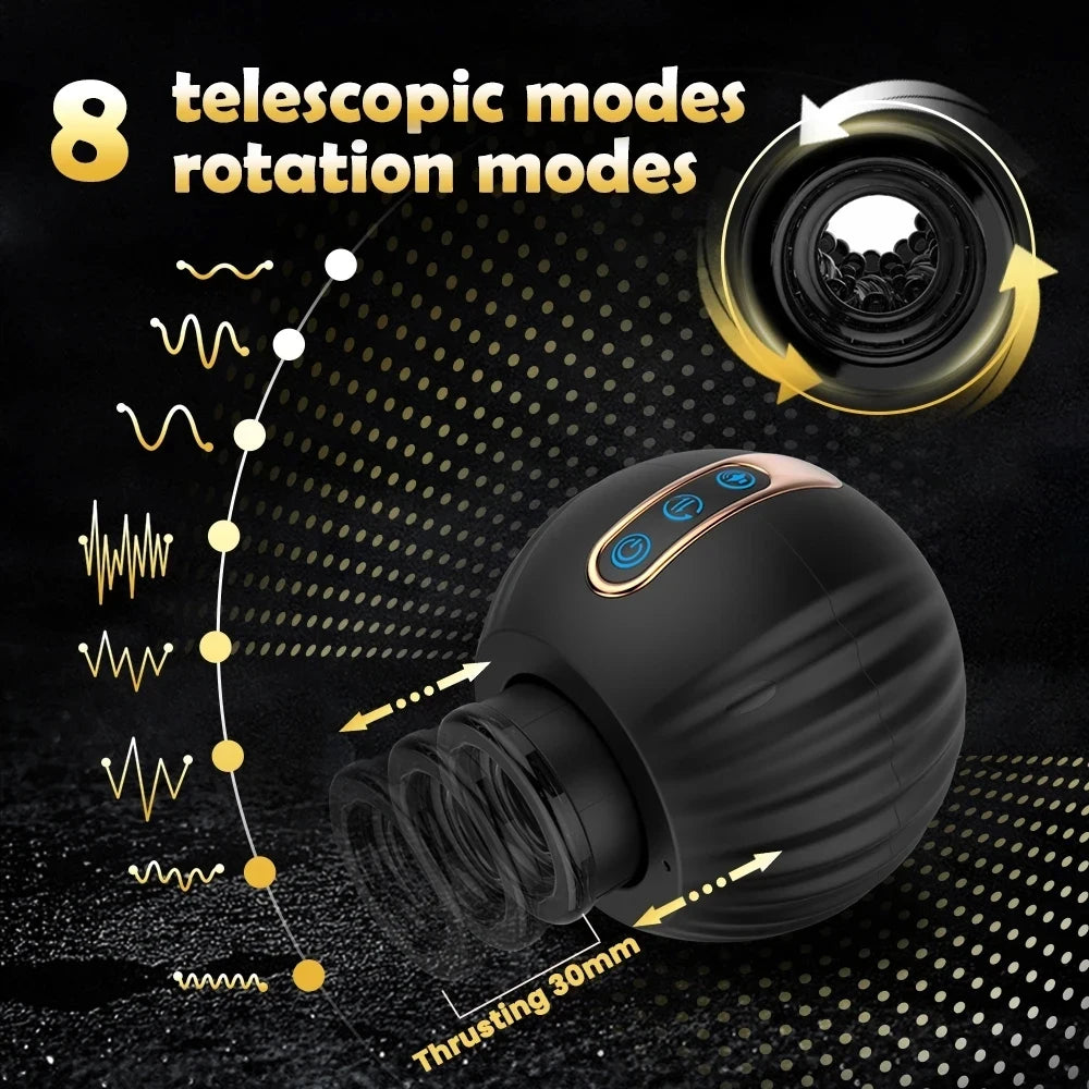 Telescopic Rotation Male Masturbator 3D Realistic Sleeve Vagina Masturbation Equipment Sex Toys for Men Automatic Mastubator